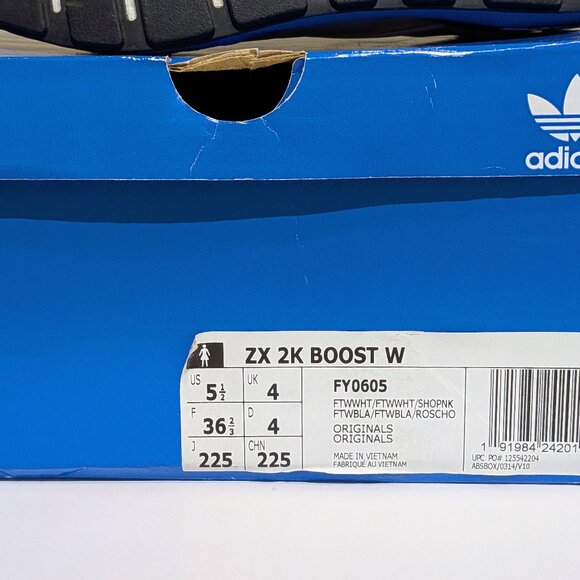 Adidas Women's ZX 2K BOOST Sneakers Shoes FY0605 White Blue Pink - Size 5.5 - Picture 7 of 8